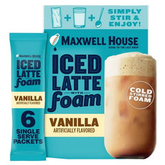 Maxwell House Iced Vanilla Latte with Foam Instant Coffee Drink Mix  5.92 oz  6 Packets