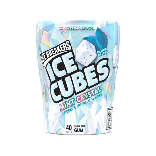 ICE BREAKERS Ice Cubes Mint Crystal Sugar Free Gum, 40 pieces