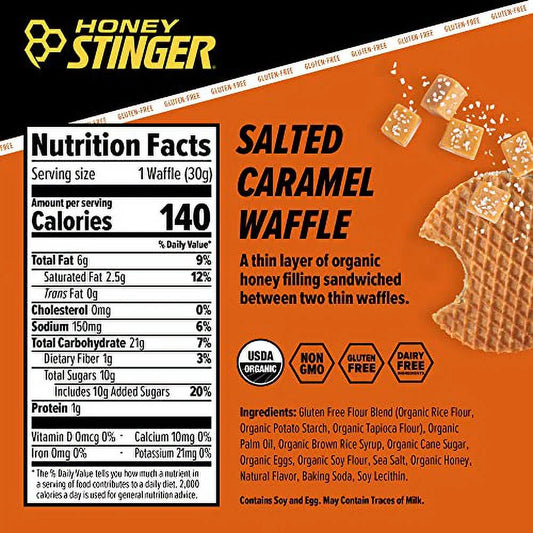 Honey Stinger Organic Gluten Free Salted Caramel Waffle, 1.06 oz