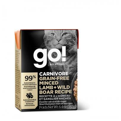 Petcurean Go! Carnivore Grain Free Minced Lamb & Wild Boar Recipe Wet Cat Food 6.4-oz, case of 24