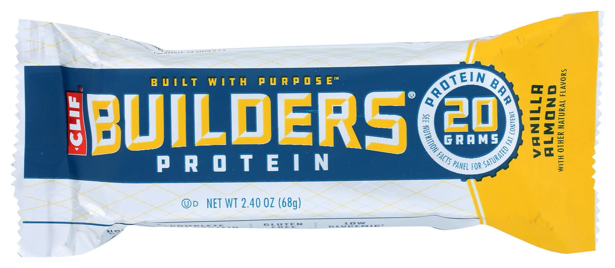 CLIF Builders Vanilla Almond Flavor Plant Based Protein Bars, 20g Protein, 2.4 oz.