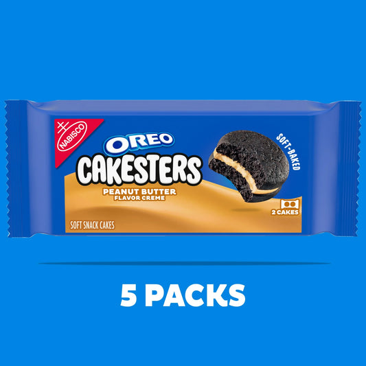 OREO Peanut Butter Creme Cakesters Soft Snack Cakes, 5 - 2.02 oz Snack Packs