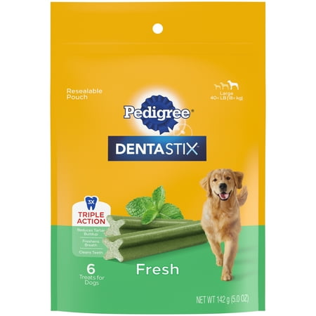 PEDIGREE DENTASTIX Dental Dog Treats for Large Dogs Fresh Flavor Dental Bones  5.19 oz. Pack (6 Treats)