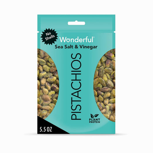 Wonderful Pistachios No Shells Sea Salt & Vinegar, 5.5 Oz Resealable Bag