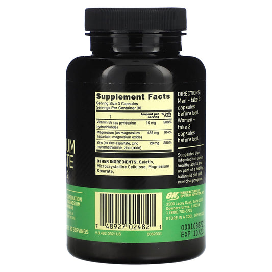 Optimum Nutrition  Zinc Magnesium Aspartate Vitamins  90 Capsules