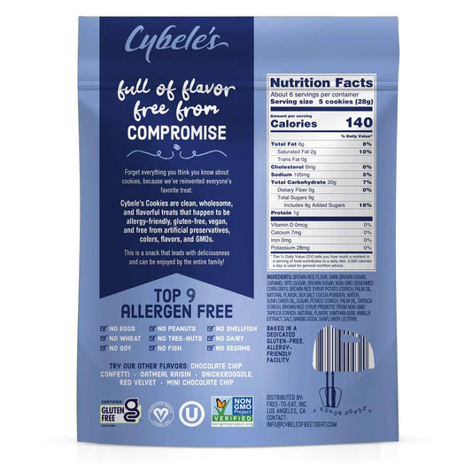 Cybele’s Free To Eat Gluten-Free & Vegan Mini Cookies - Plant-Based - Dairy, Soy, & Nut Free - Crunchy Cookie - School Safe Snack For Kids & Adults - (Mini Salted Caramel, Pack of 6)