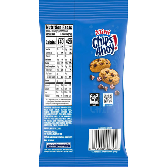 CHIPS AHOY! Mini Original Chocolate Chip Cookies, Big Bag, 3 oz