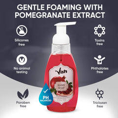 Vish Real Pomegranate Extract Gentle Foaming Hand Soap, 16.9 Oz