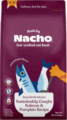 Made by Nacho Bone Broth Infused Dry Cat Kibble - Sustainably Caught Salmon and Pumpkin - Premium Cat Food, 4lb Bag