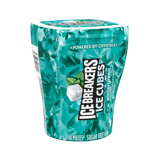 ICE BREAKERS Ice Cubes Wintergreen Sugar Free Chewing Gum 40 Pieces, 3.24 oz