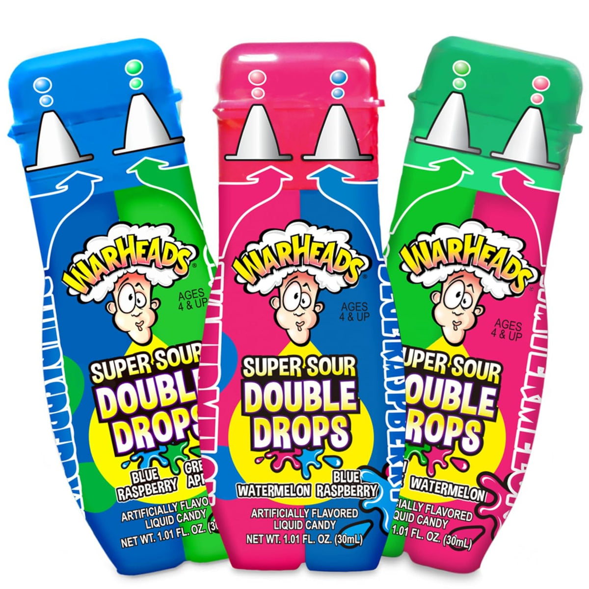 Warheads Super Sour Double Drops Liquid Candy, Randomly Selected Assorted Flavors, 3 Pack