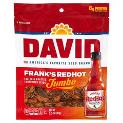 DAVID Frank's RedHot Flavored Salted & Roasted Jumbo Sunflower Seeds, 5.25 oz.