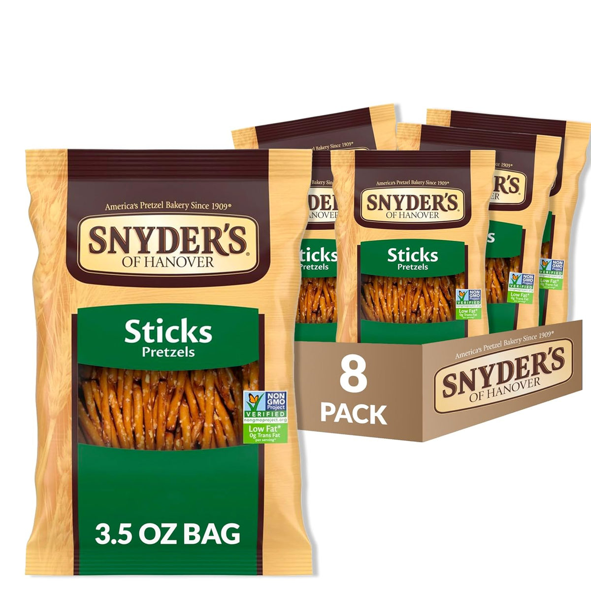 Snyder's of Hanover Pretzel Sticks, 3.5 Ounce (Pack of 8 Bags)