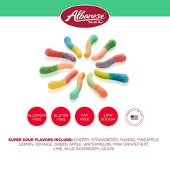 Albanese World's Best Sour Gummi Worms, 12 Flavors, 7 oz Bag