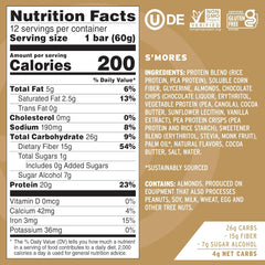 No Cow High Protein Bars, S'Mores - Healthy Snacks, 20g Vegan Protein, High Fiber, Low Sugar, Keto Friendly, Dairy & Gluten Free (12 Count)