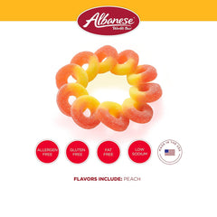 Albanese World's Best Gummi Peach Rings Candy, 7 oz Bag