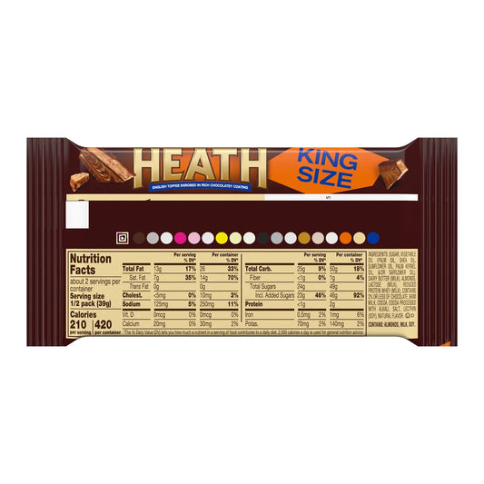 Heath Chocolate & English Toffee Candy Bars, King Size 2.8 oz