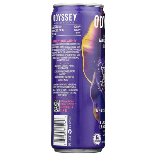 Odyssey Elixir Blackberry Lemon Twist Sparkling Mushroom Elixir Beverage, 12 oz Can