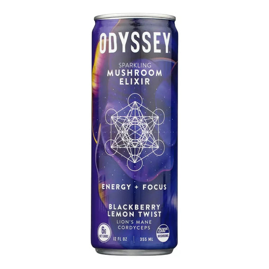 Odyssey Elixir Blackberry Lemon Twist Sparkling Mushroom Elixir Beverage, 12 oz Can