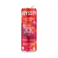 Odyssey Elixir, Sparkling Mushroom Elixir, Passion Fruit, Orange & Guava Beverage, 12 oz Can