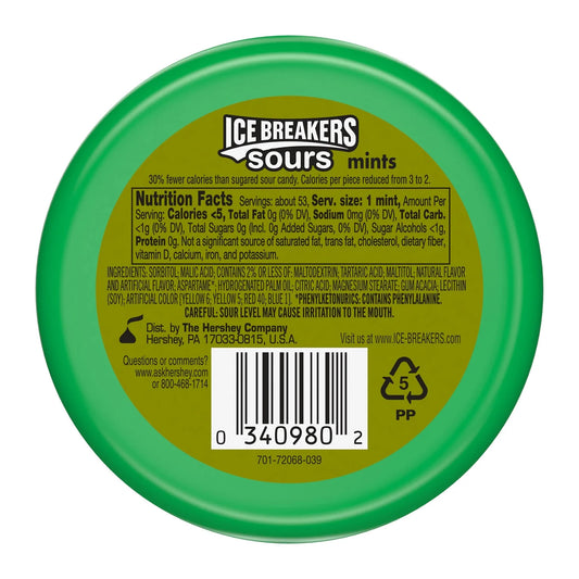 Ice Breakers Sours Assorted Fruit Flavored Sugar Free Mints, 1.5 oz