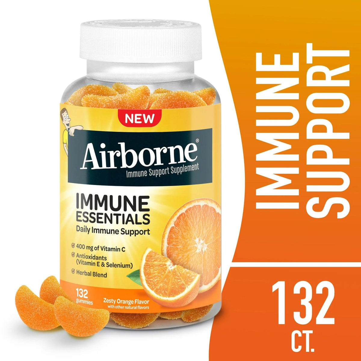 Airborne Immune Essentials, Vitamin C Immune Support Gummies, Orange Flavor, 132 Count - BargainBoxed.com