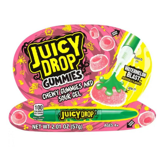 Juicy Drop Gummies Candy Chewy Gummies & Sour Gel Pen Watermelon Blast, 2.01 oz