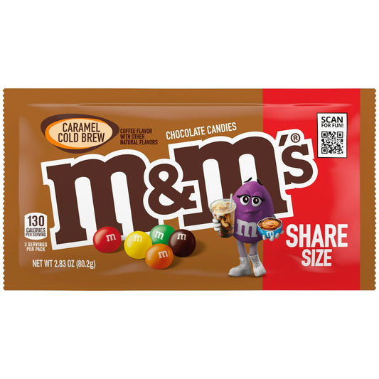 M&M's Caramel Cold Brew Milk Chocolate Candy, Share Size, 2.83 oz