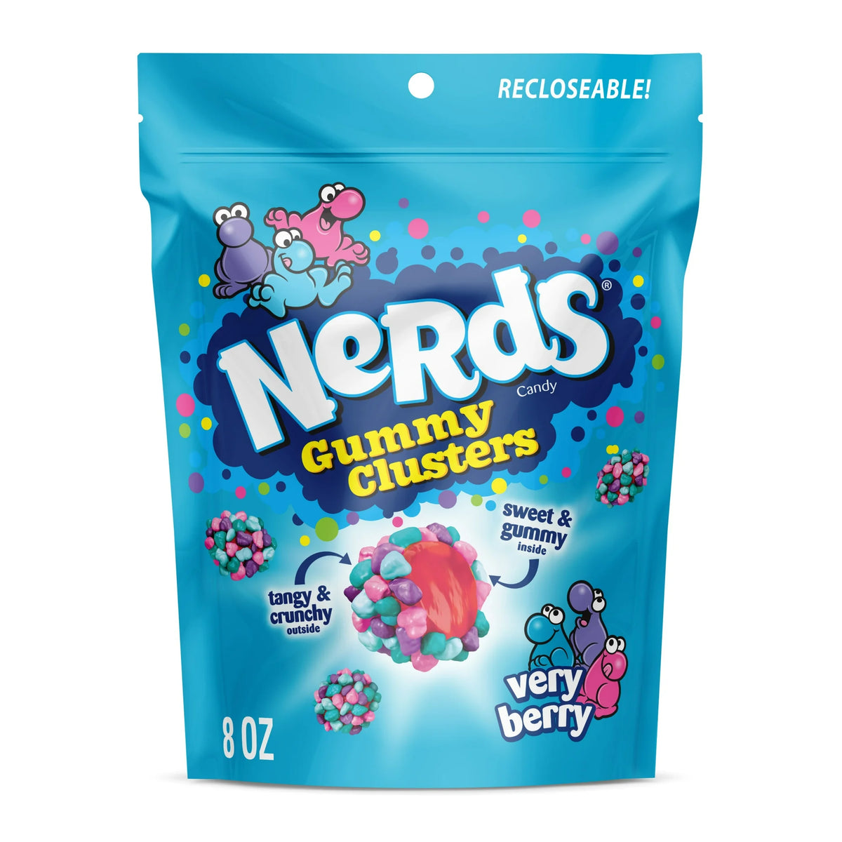 Nerds Very Berry Gummy Clusters Candy, Crunchy and Gummy Candy, 8 oz