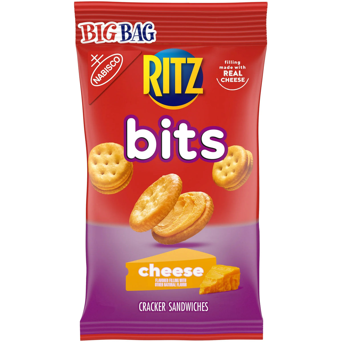 RITZ Bits Cheese Cracker Sandwiches, Big Bag, 3 oz