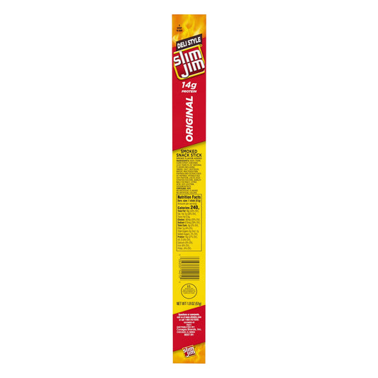 Slim Jim Smoked Meat Sticks, Deli Style Original Flavor, 14g Protein Per Stick, 1.8 oz.