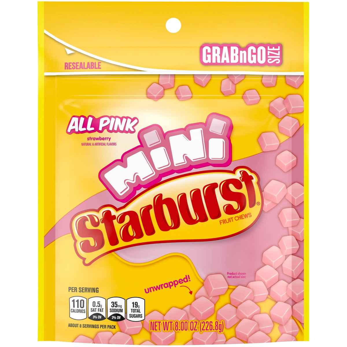 Starburst All Pink Minis Chewy Candy, 8 oz. Grab N Go Size Bag