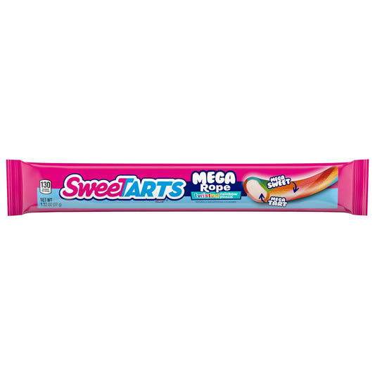 SweeTARTS Mega Filled Ropes Candy Twisted Rainbow Punch, Sweet & Tart, 1.32 oz