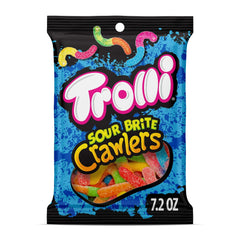 Trolli Sour Brite Crawlers Gummy Worms Candy, Fruit Flavored, 7.2 oz Bag