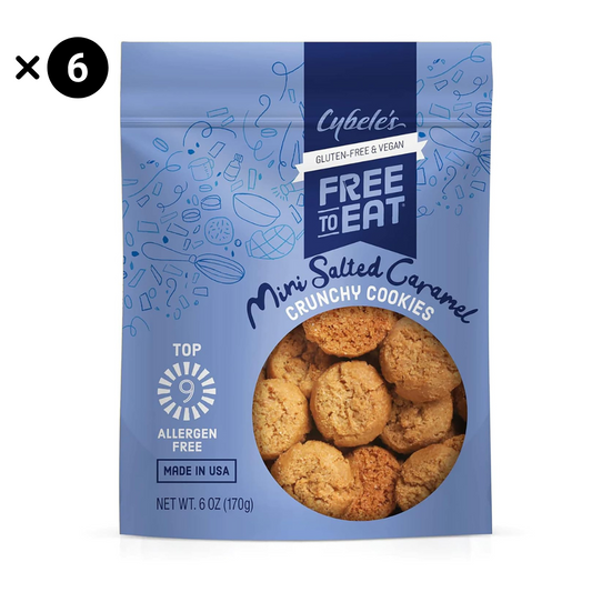 Cybele’s Free To Eat Gluten-Free & Vegan Mini Cookies - Plant-Based - Dairy, Soy, & Nut Free - Crunchy Cookie - School Safe Snack For Kids & Adults - (Mini Salted Caramel, Pack of 6)