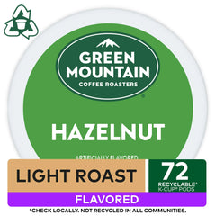 72 Count Green Mountain Coffee Roasters Hazelnut Keurig Single-Serve K-Cup Pods, Light Roast Coffee