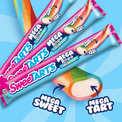 SweeTARTS Mega Filled Ropes Candy Twisted Rainbow Punch, Sweet & Tart, 1.32 oz