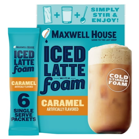 Maxwell House Iced Caramel Latte with Foam Instant Coffee Drink Mix  5.82 oz  6 Packets