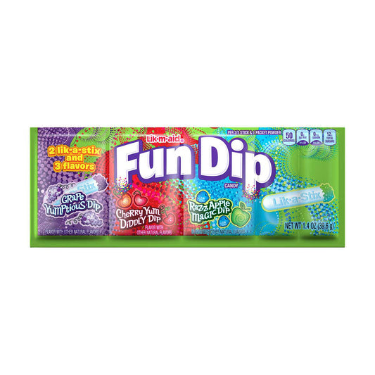 Lik-M-Aid Fun Dip Candy - 3 Flavors, 1.4 oz