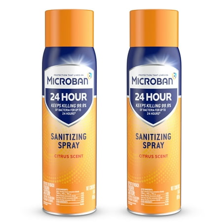 Microban 24 Hour Disinfectant Sanitizing Spray  Citrus Scent  2 ct  15 fl oz each