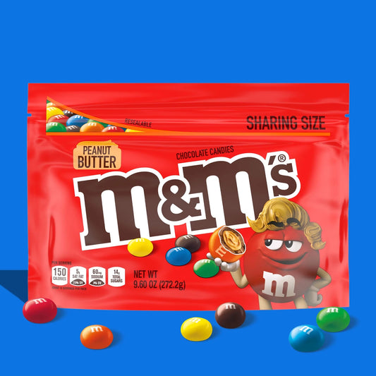 M&M's Peanut Butter Milk Chocolate Candy, Sharing Size, 9 oz Bag