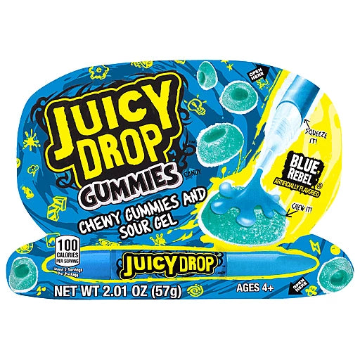 Juicy Drop Candy Gummies & Gel Pen, Blue Rebel, 2.01 oz