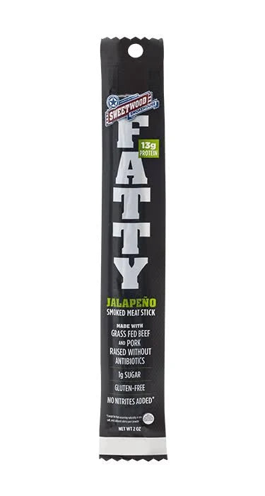 Sweetwood FATTY Meat Sticks, Grass-Fed Beef, Jalapeno Flavor, 2 oz