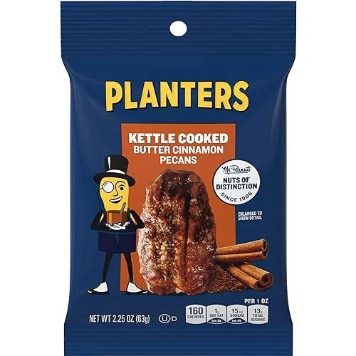 Planters Kettle Cooked Butter Cinnamon Pecans, 2.25 oz Pack